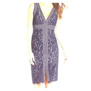 NWT Bardot Morgan lace sheath dress Navy S | 6